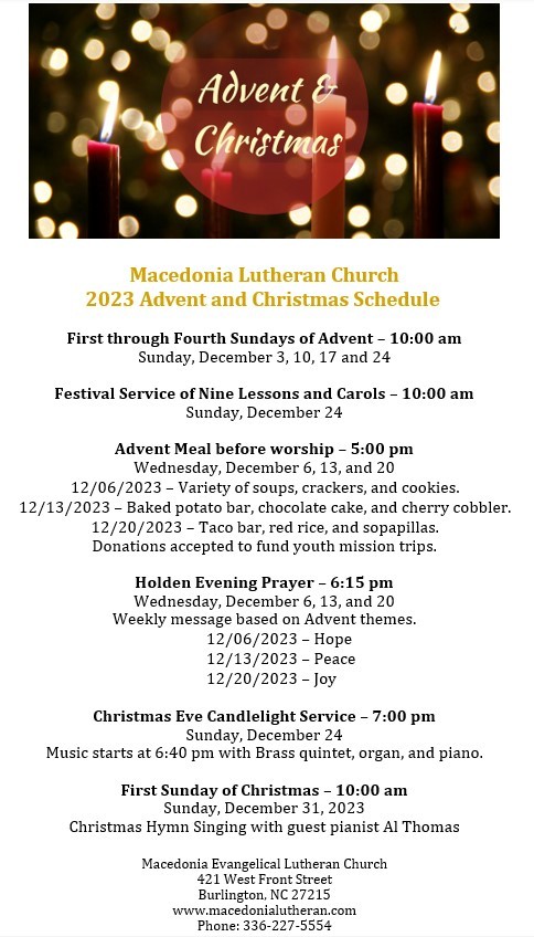 Advent Christmas Schedule – 1